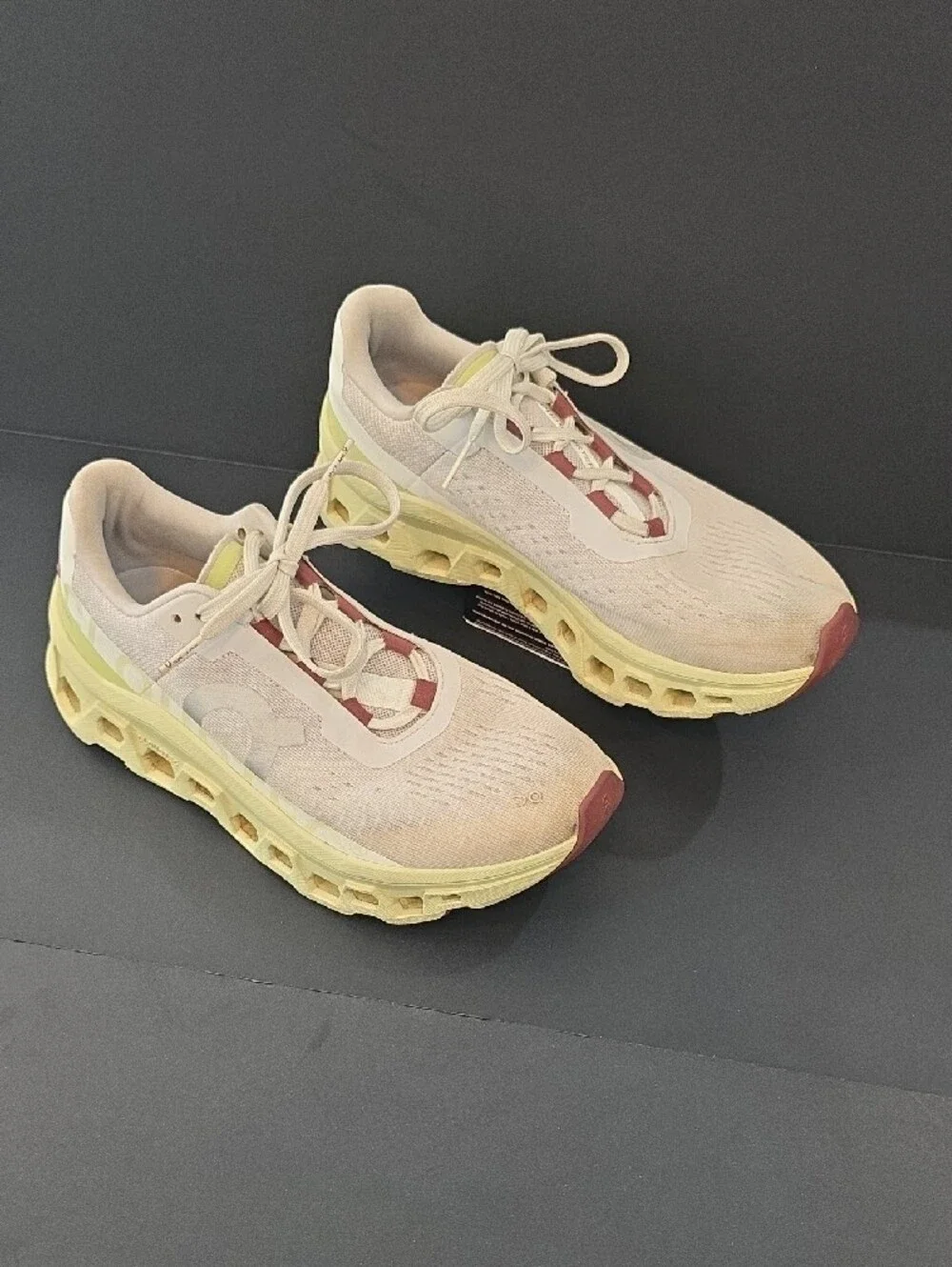 On Running CloudMonster Women’s Pale Pink Mesh & Yellow Sole Size 7